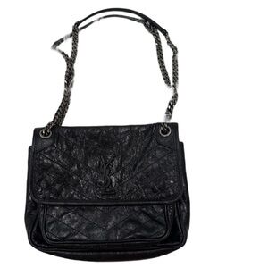 YSL Niki Baby Medium Quilted Crinkled-leather Shoulder Bag